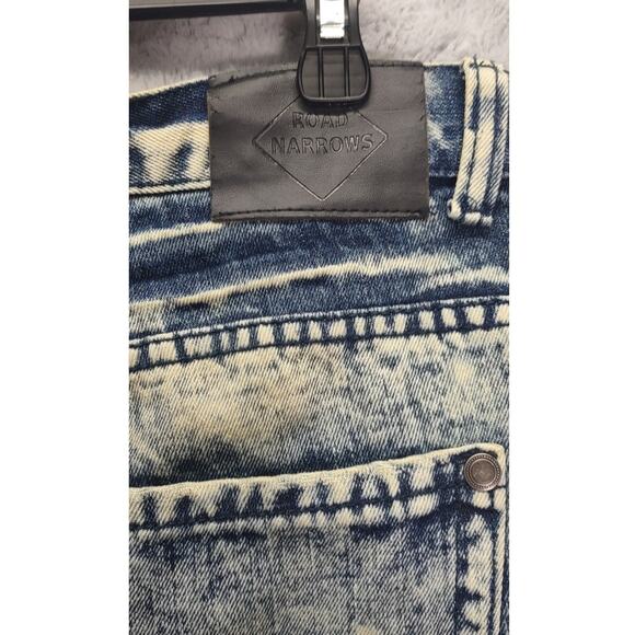 Road Narrows Jeans Pants NYC Distressed Slim Smoke White Wash Relaxed Jeans - Picture 10 of 10